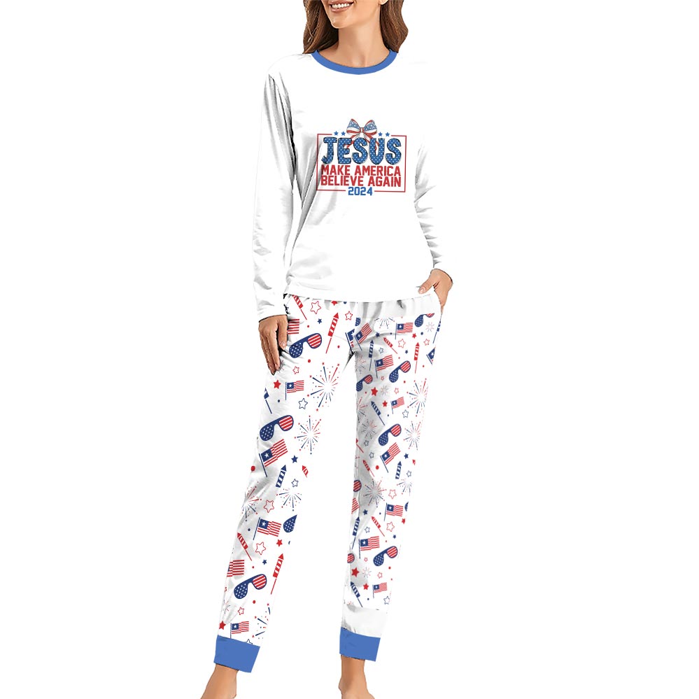 Jesus Make American Believe Again Family Pajamas Jesus Make American Believe Again Family Pajamas