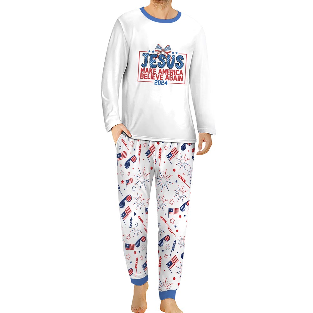 Jesus Make American Believe Again Family Pajamas Jesus Make American Believe Again Family Pajamas