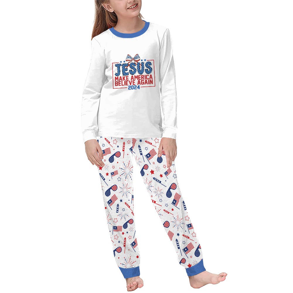 Jesus Make American Believe Again Family Pajamas Jesus Make American Believe Again Family Pajamas