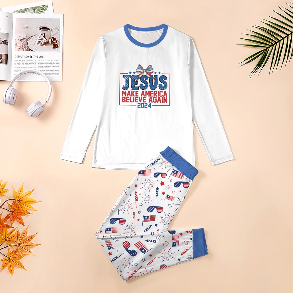 Jesus Make American Believe Again Family Pajamas Jesus Make American Believe Again Family Pajamas