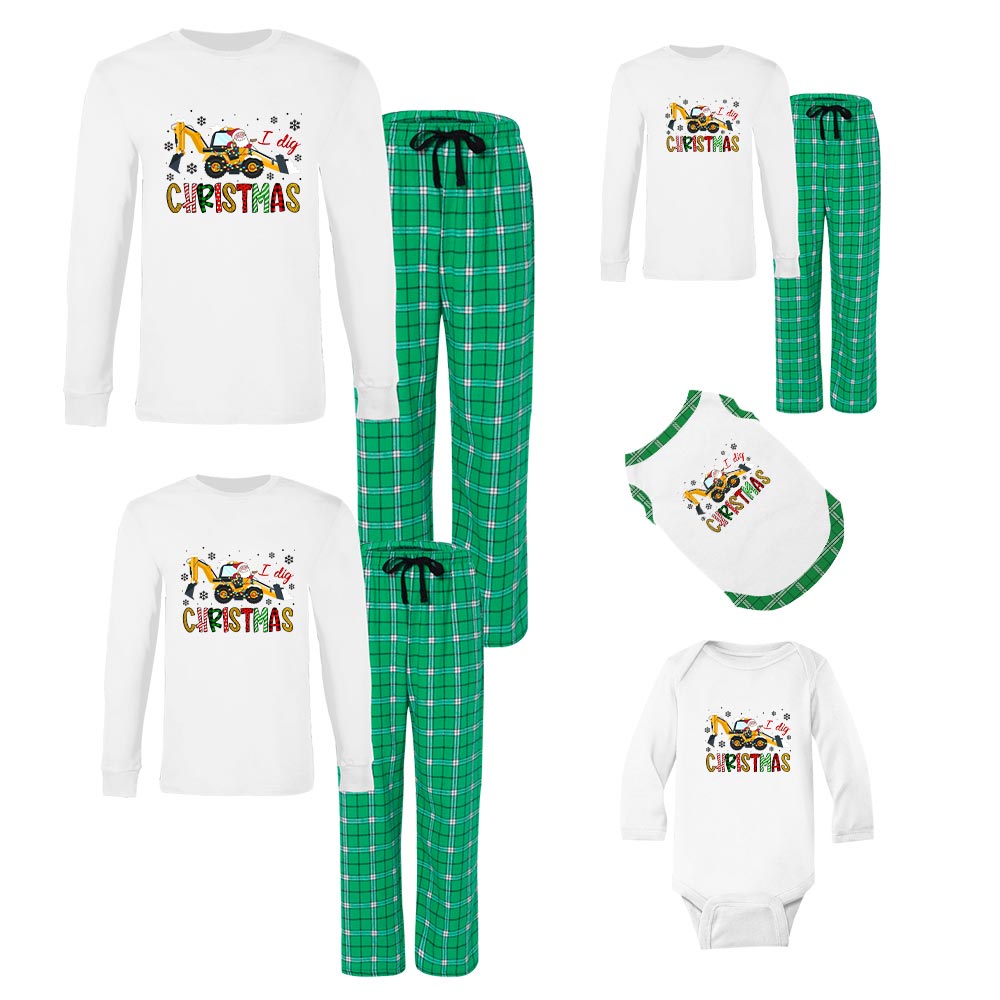 Festive Matching I Dig Christmas Pajamas Cotton Festive Matching I Dig Christmas Pajamas Cotton