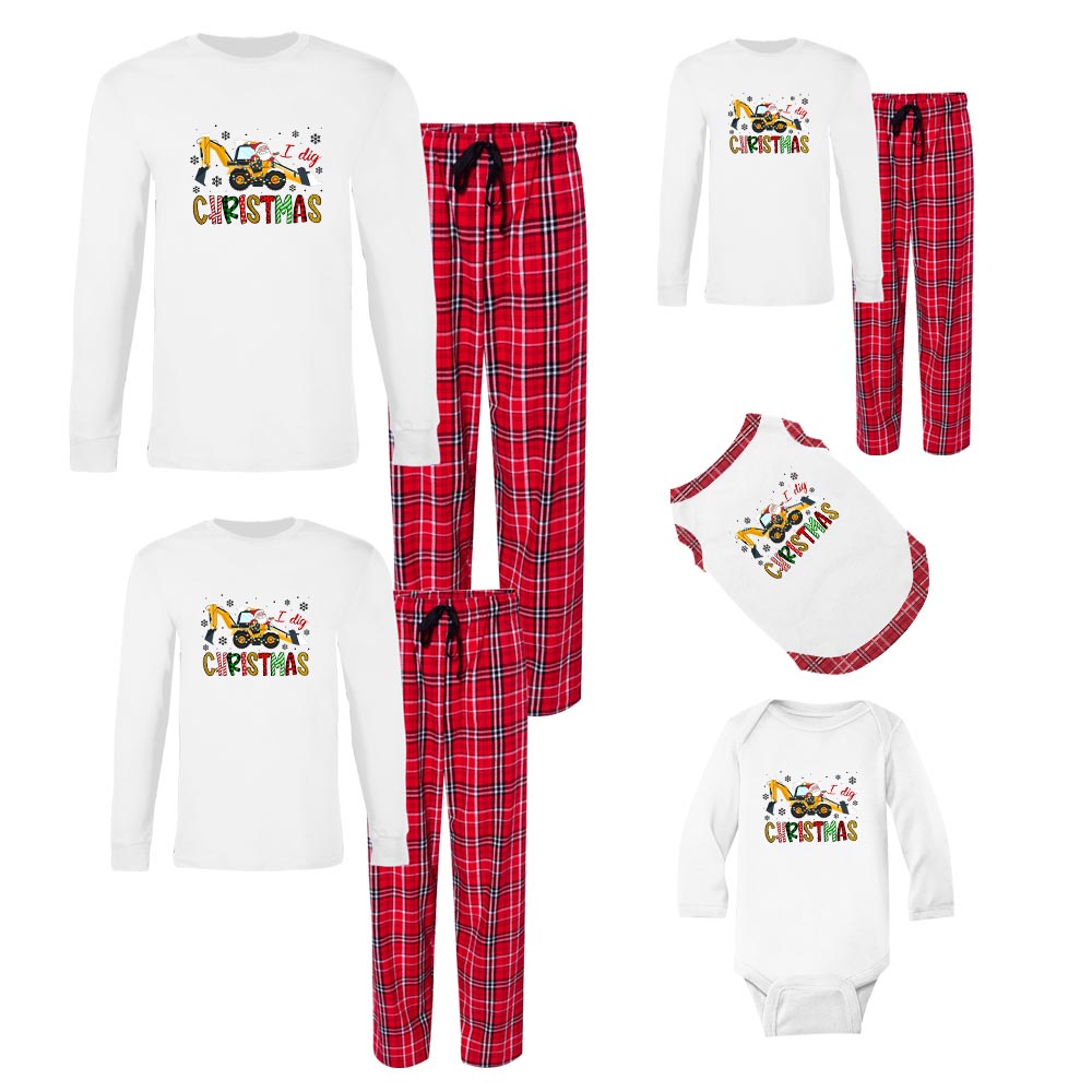 Festive Matching I Dig Christmas Pajamas Cotton Festive Matching I Dig Christmas Pajamas Cotton