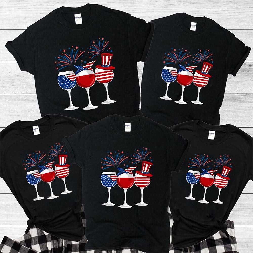 Drinking Wine Matching Fourth of July Shirts Drinking Wine Matching Fourth of July Shirts
