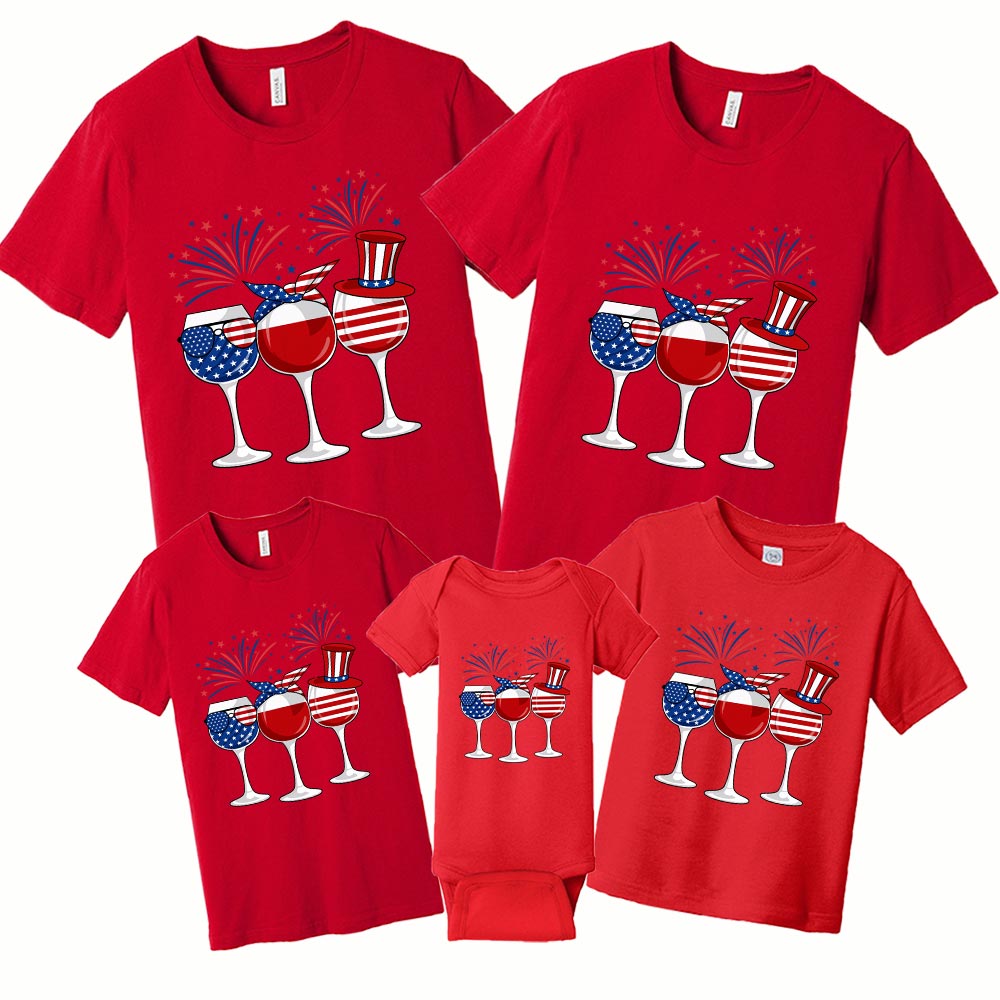 Drinking Wine Matching Fourth of July Shirts Drinking Wine Matching Fourth of July Shirts