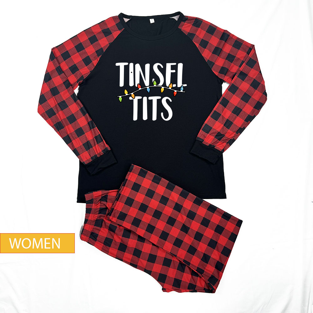 Tinsel Tits Jingle Balls Couple Pajamas Set Christmas