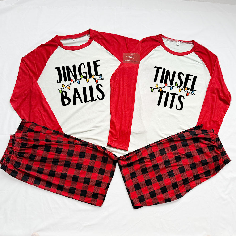 Tinsel Tits Jingle Balls Couple Pajamas Set Christmas