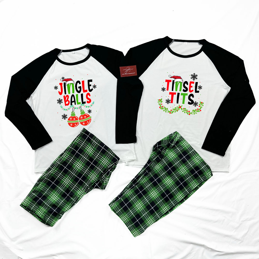 Jingle Balls Tinsel Tits Couples Funny Christmas Pajamas Jingle Balls Tinsel Tits Couples Funny Christmas Pajamas