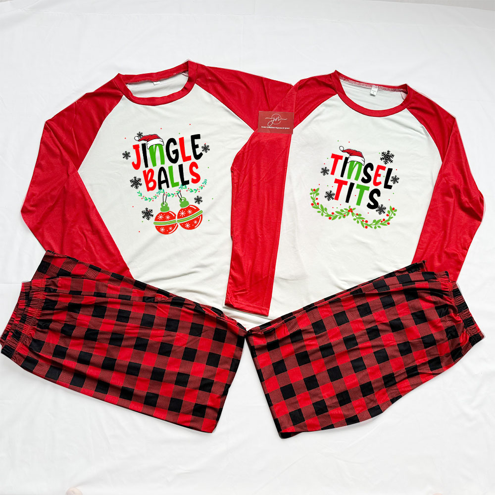 Jingle Balls Tinsel Tits Couples Funny Christmas Pajamas Jingle Balls Tinsel Tits Couples Funny Christmas Pajamas