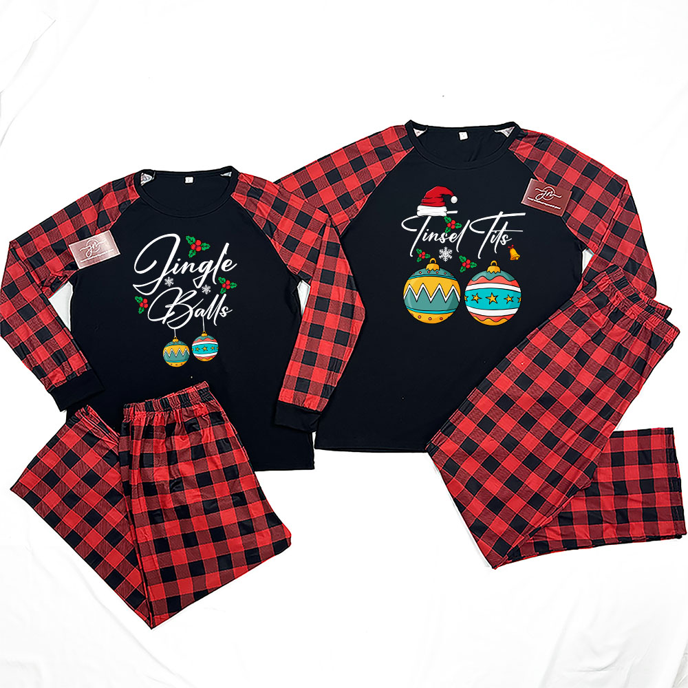 Jingle Balls and Tinsel Tits Couple Matching Pajamas Christmas Jingle Balls and Tinsel Tits Couple Matching Pajamas Christmas