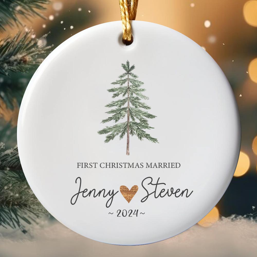 Just Married Christmas Ornament With Personalized Name Just Married Christmas Ornament With Personalized Name