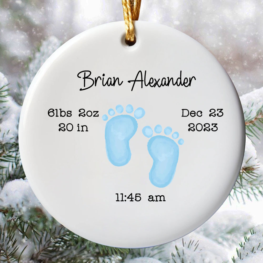 Newborn Footprint Christmas Ornament For Baby Boy Newborn Footprint Christmas Ornament For Baby Boy