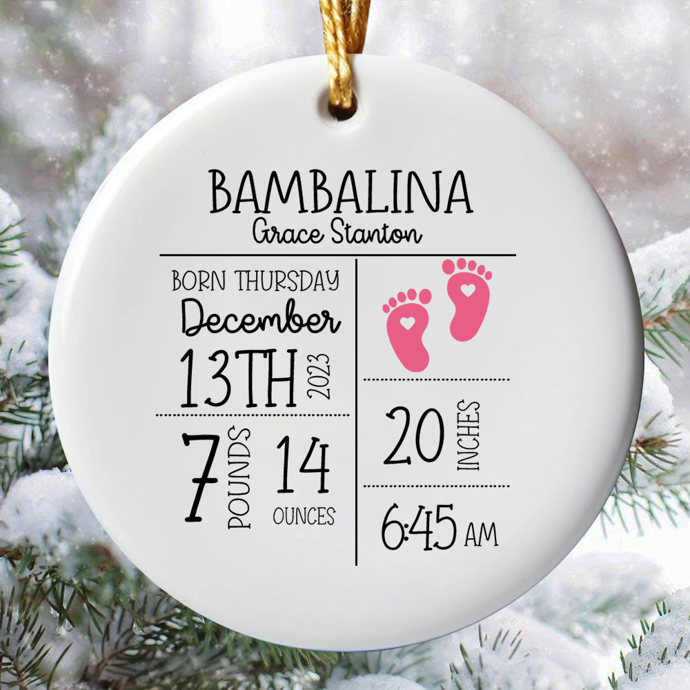 Personalized Baby Girl Announcement Ornament Personalized Baby Girl Announcement Ornament
