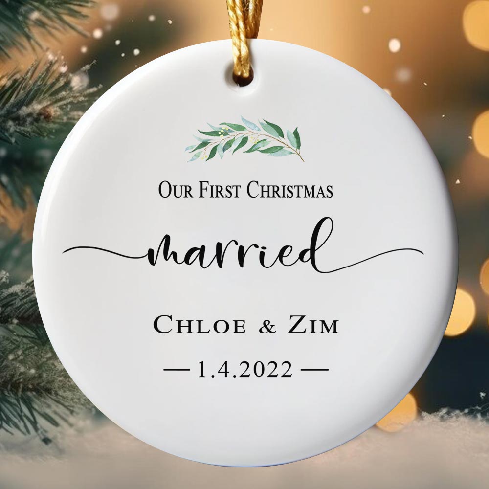 First Christmas Married Ornament Personalized With Name And Date First Christmas Married Ornament Personalized With Name And Date