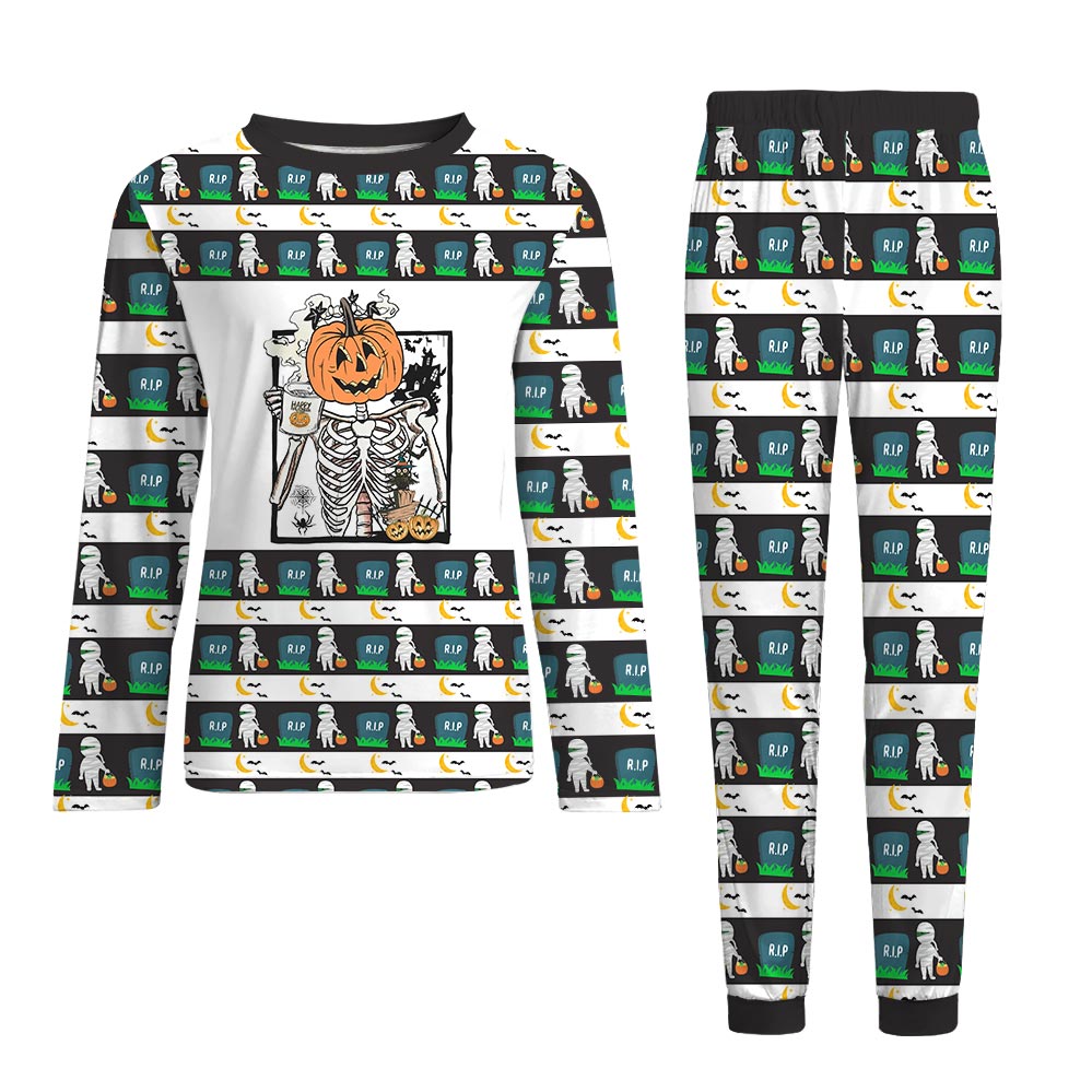 Funny Skeleton Dog And Human Matching Halloween Pajamas. Funny Skeleton Dog And Human Matching Halloween Pajamas.