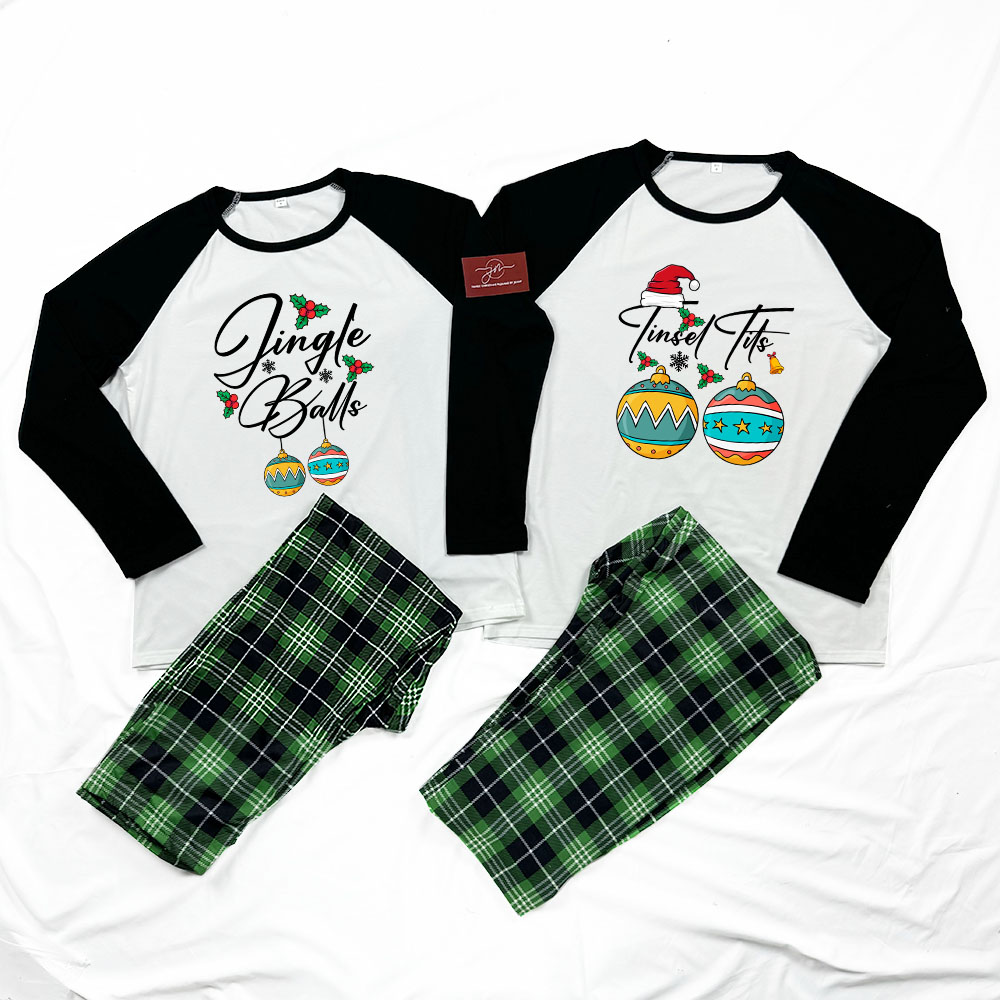 Jingle Balls and Tinsel Tits Couple Matching Pajamas Christmas Jingle Balls and Tinsel Tits Couple Matching Pajamas Christmas