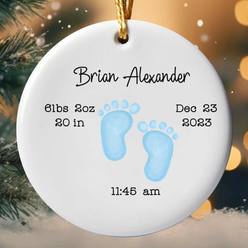 Newborn Footprint Christmas Ornament For Baby Boy Newborn Footprint Christmas Ornament For Baby Boy