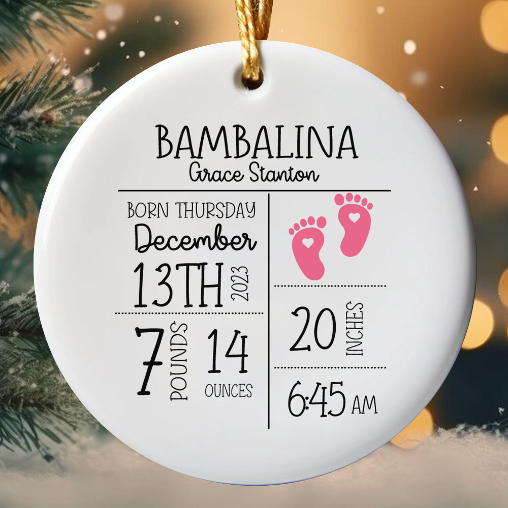 Personalized Baby Girl Announcement Ornament Personalized Baby Girl Announcement Ornament