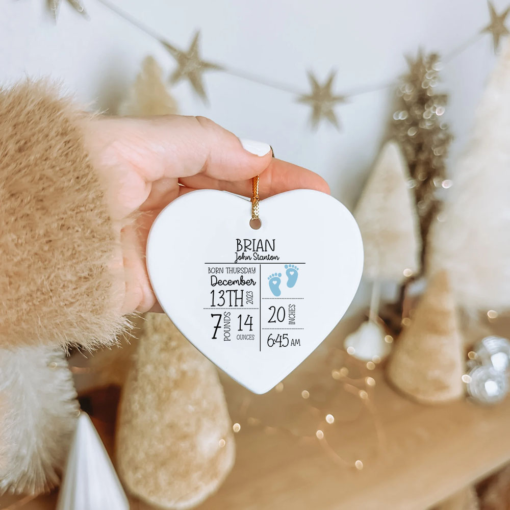 Newborn Baby Boy Announcement Ornament Newborn Baby Boy Announcement Ornament