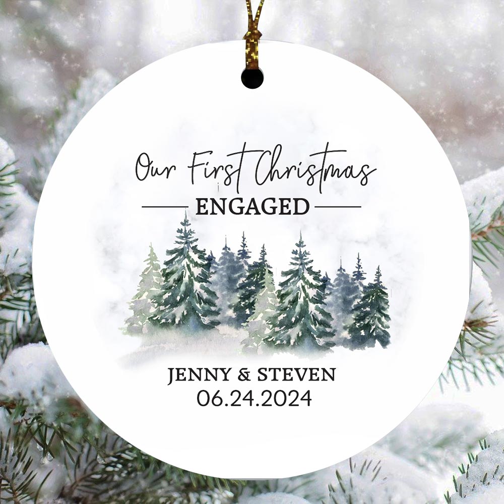 Our First Christmas Engaged Personalized Ornament Our First Christmas Engaged Personalized Ornament
