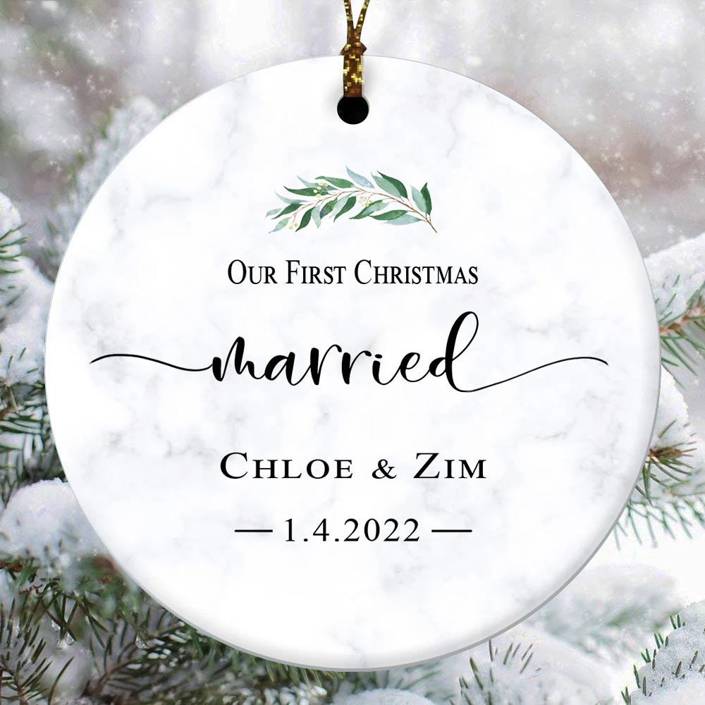 First Christmas Married Ornament Personalized With Name And Date First Christmas Married Ornament Personalized With Name And Date
