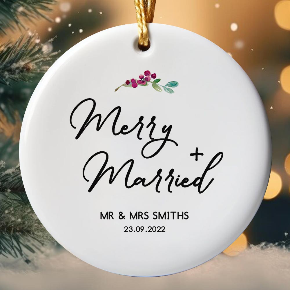 First Married Christmas Ornaments With Personalized Name First Married Christmas Ornaments With Personalized Name