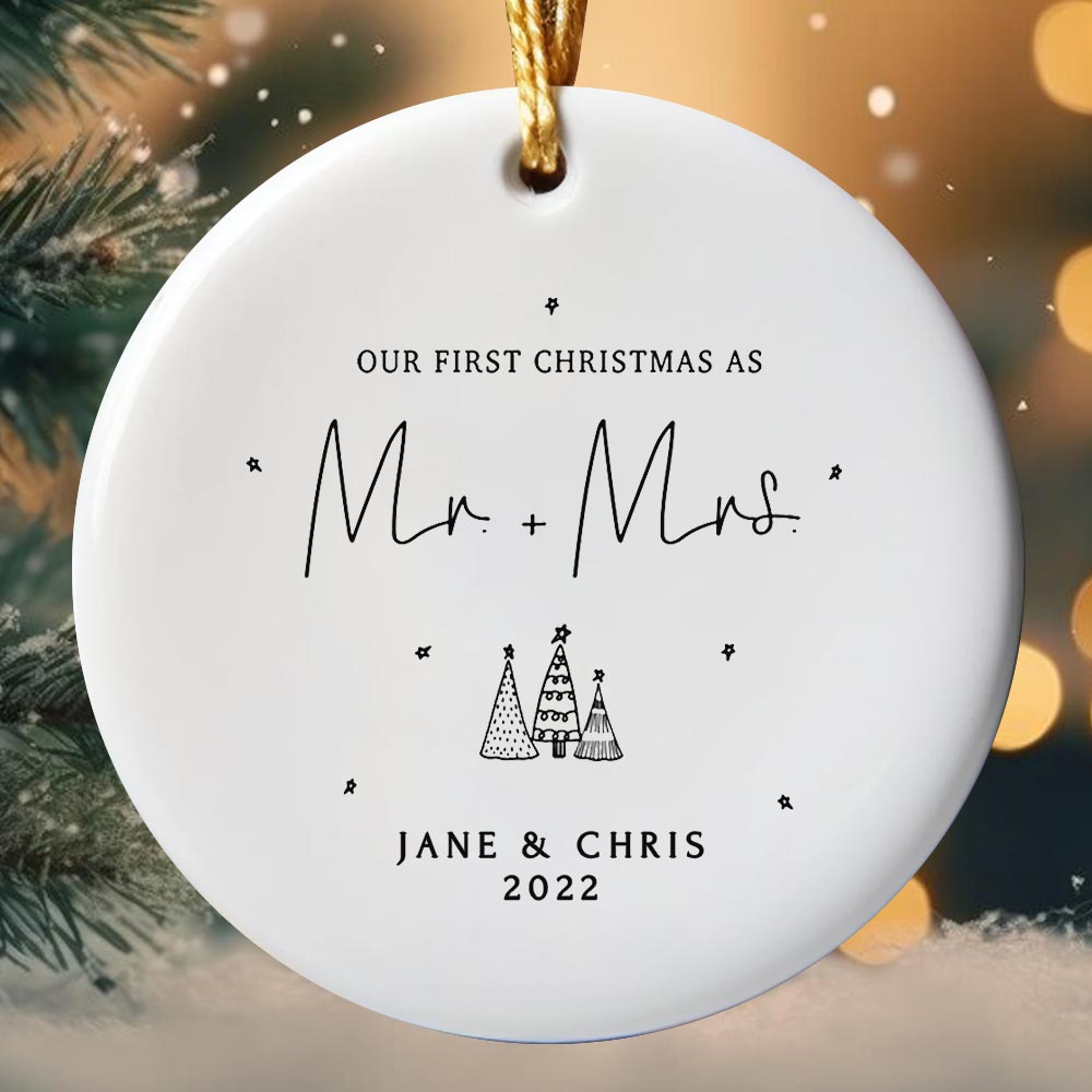 Personalized First Christmas Married Ornament With Name And Year Personalized First Christmas Married Ornament With Name And Year