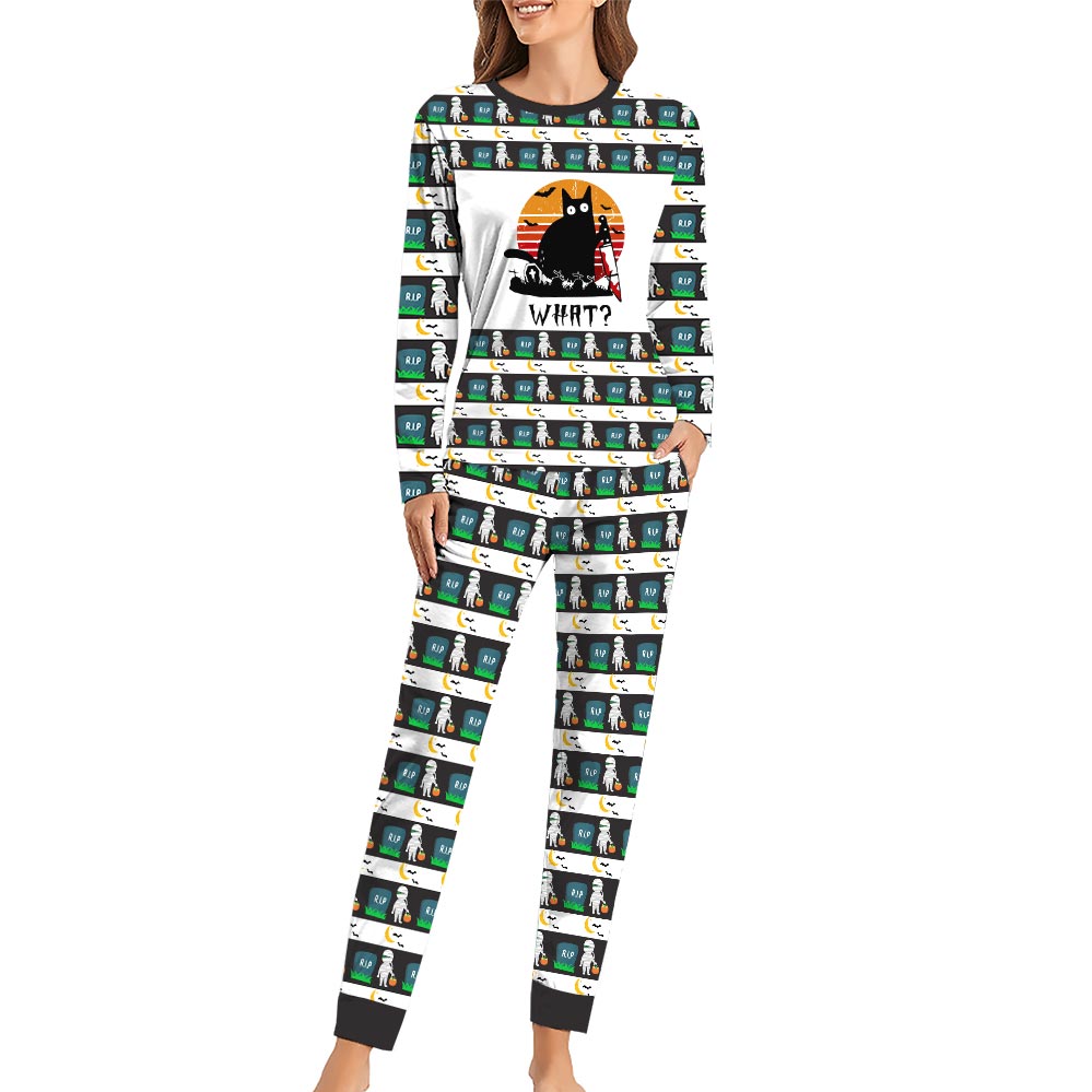Murderous Black Cat Matching Halloween Jammies Murderous Black Cat Matching Halloween Jammies