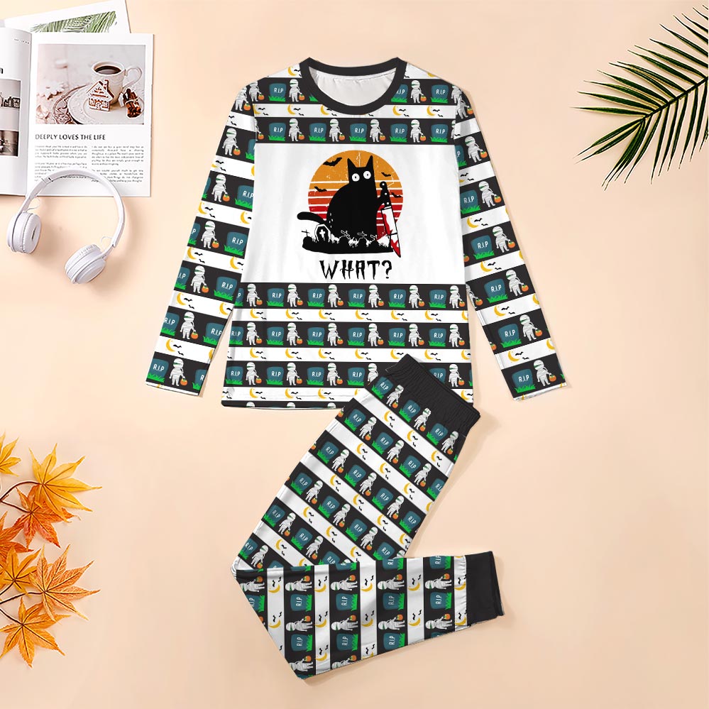 Murderous Black Cat Matching Halloween Jammies Murderous Black Cat Matching Halloween Jammies