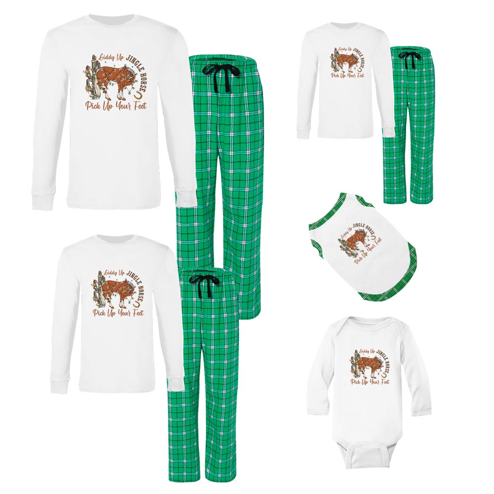 Funny Western Horse Matching Family Christmas Pajamas Cotton Funny Western Horse Matching Family Christmas Pajamas Cotton
