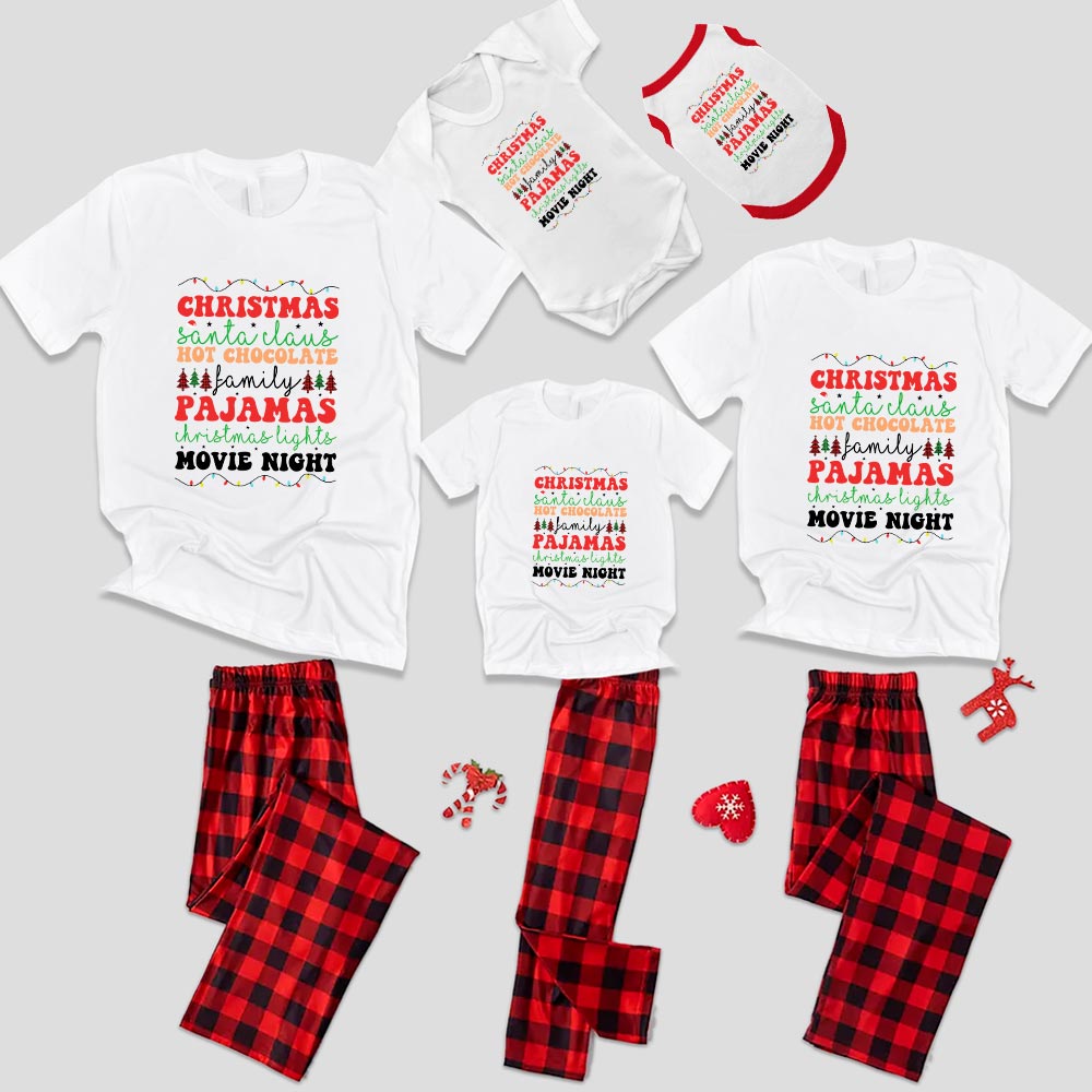 Santa Hot Chocolate Family Christmas Pajamas Short Sleeves Santa Hot Chocolate Family Christmas Pajamas Short Sleeves