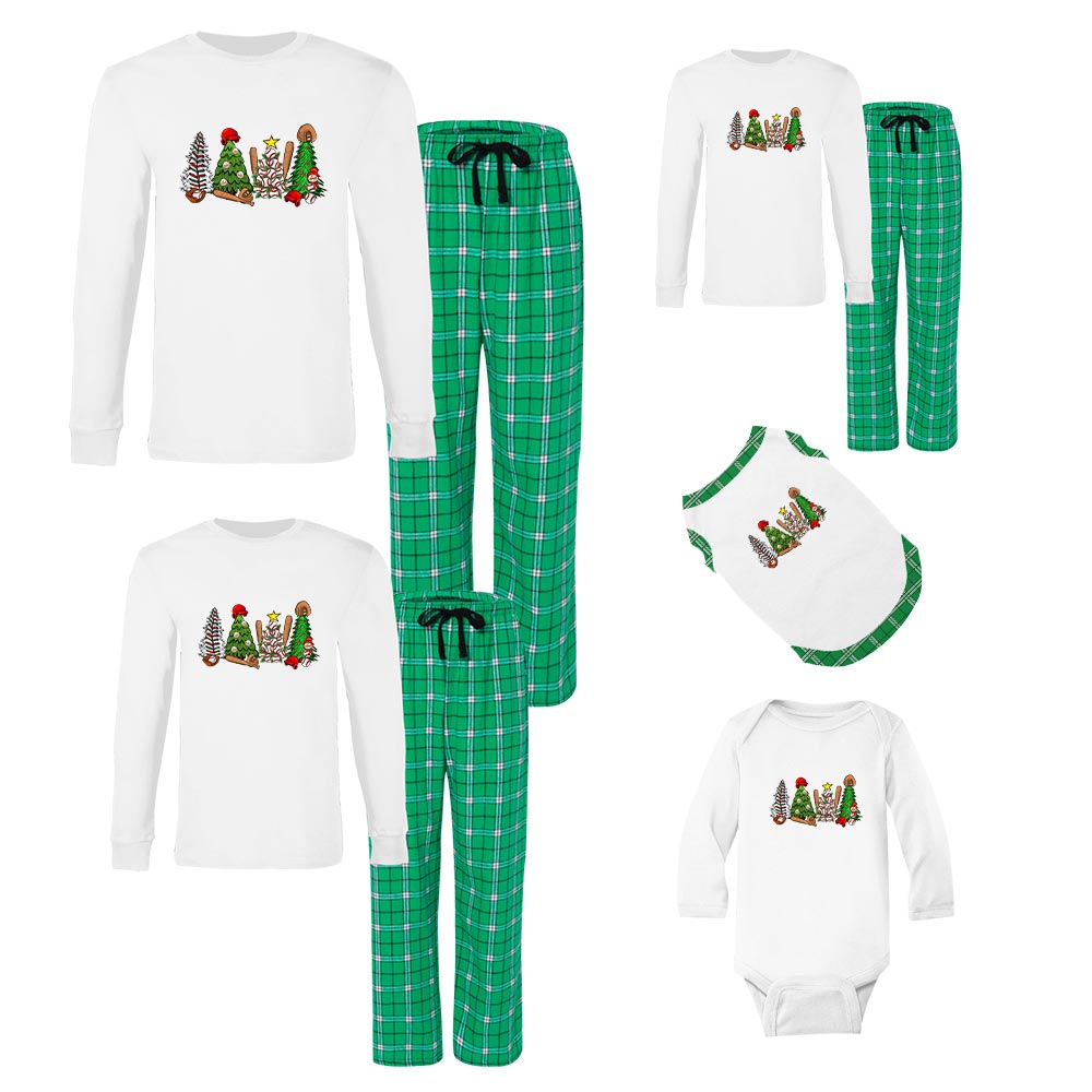 Baseball Family Xmas Pajamas 100% Cotton Baseball Family Xmas Pajamas 100% Cotton
