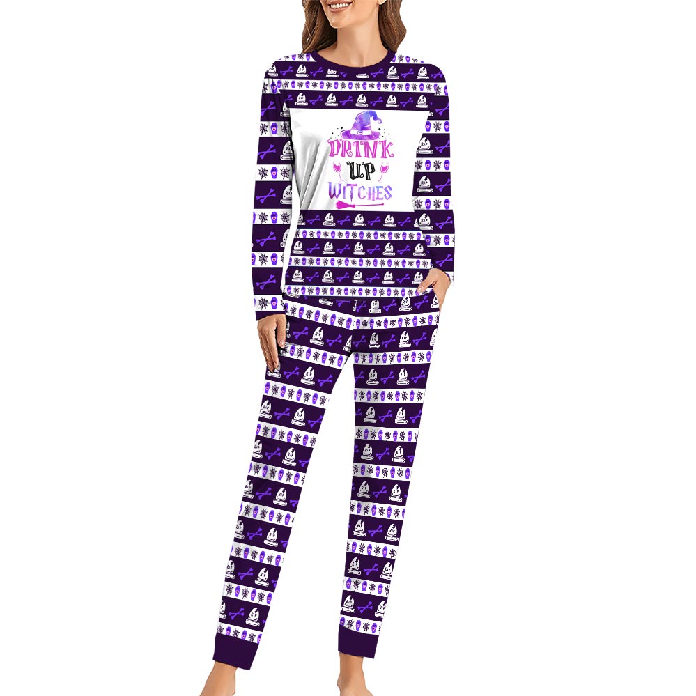 Drink Up Witches Halloween Matching Pjs For Family