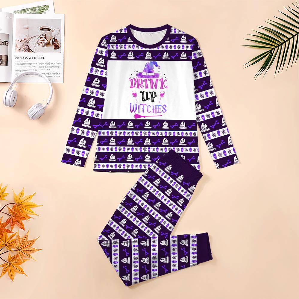 Drink Up Witches Halloween Matching Pjs For Family