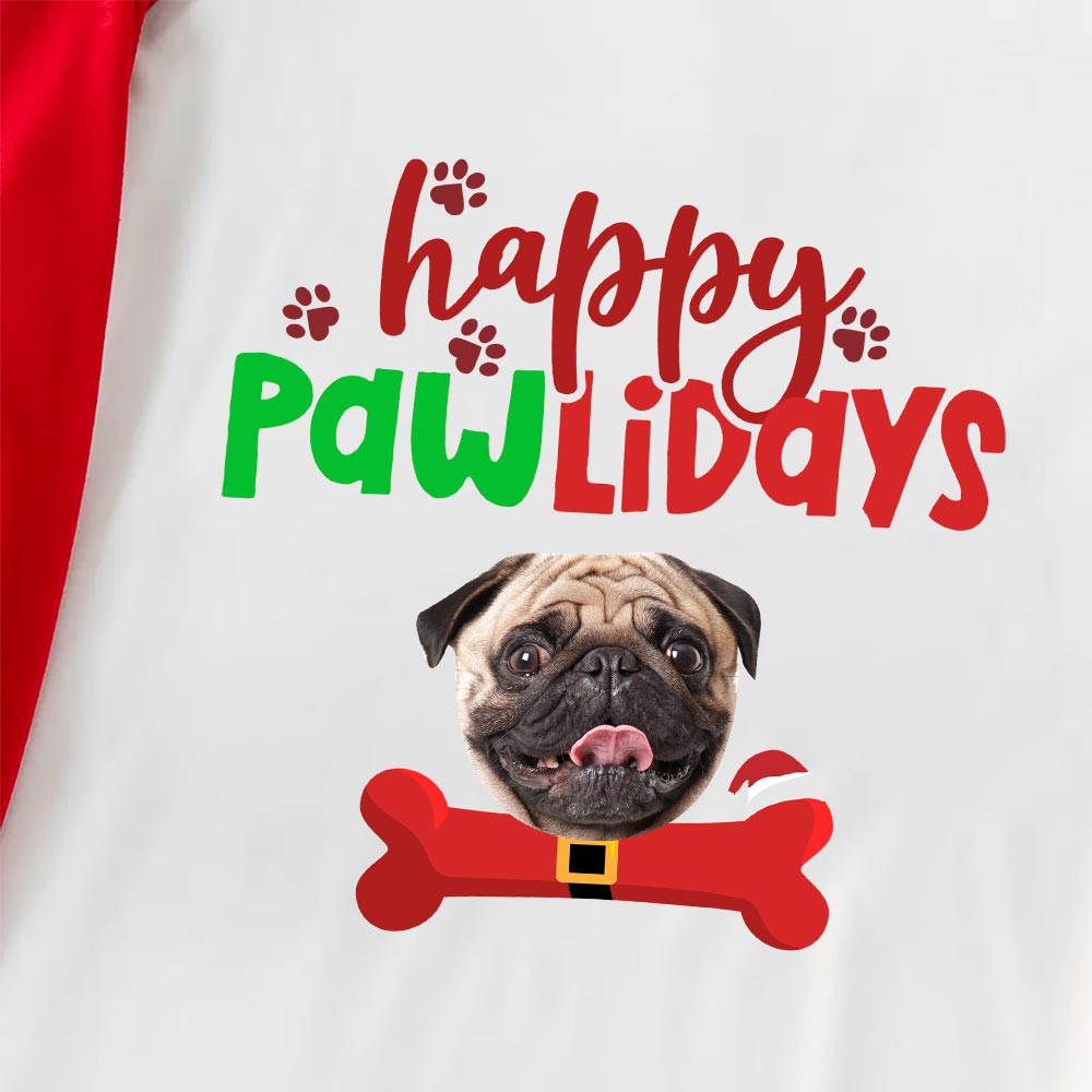 Festive Custom Pajamas With Dog Face Short Sleeves