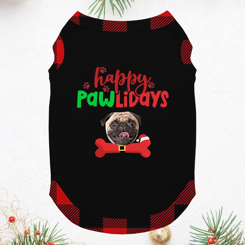 Festive Custom Pajamas With Dog Face Short Sleeves