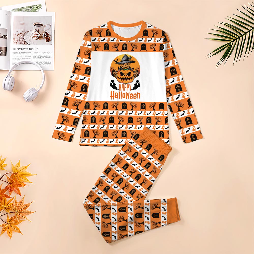 Happy Halloween Spooky Pumpkin Pajamas For Family Happy Halloween Spooky Pumpkin Pajamas For Family