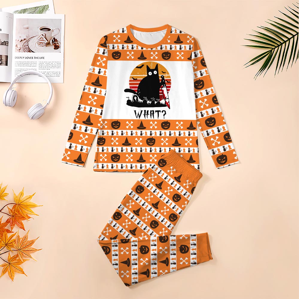 Black Cat Matching Family Pajamas Halloween Theme Black Cat Matching Family Pajamas Halloween Theme