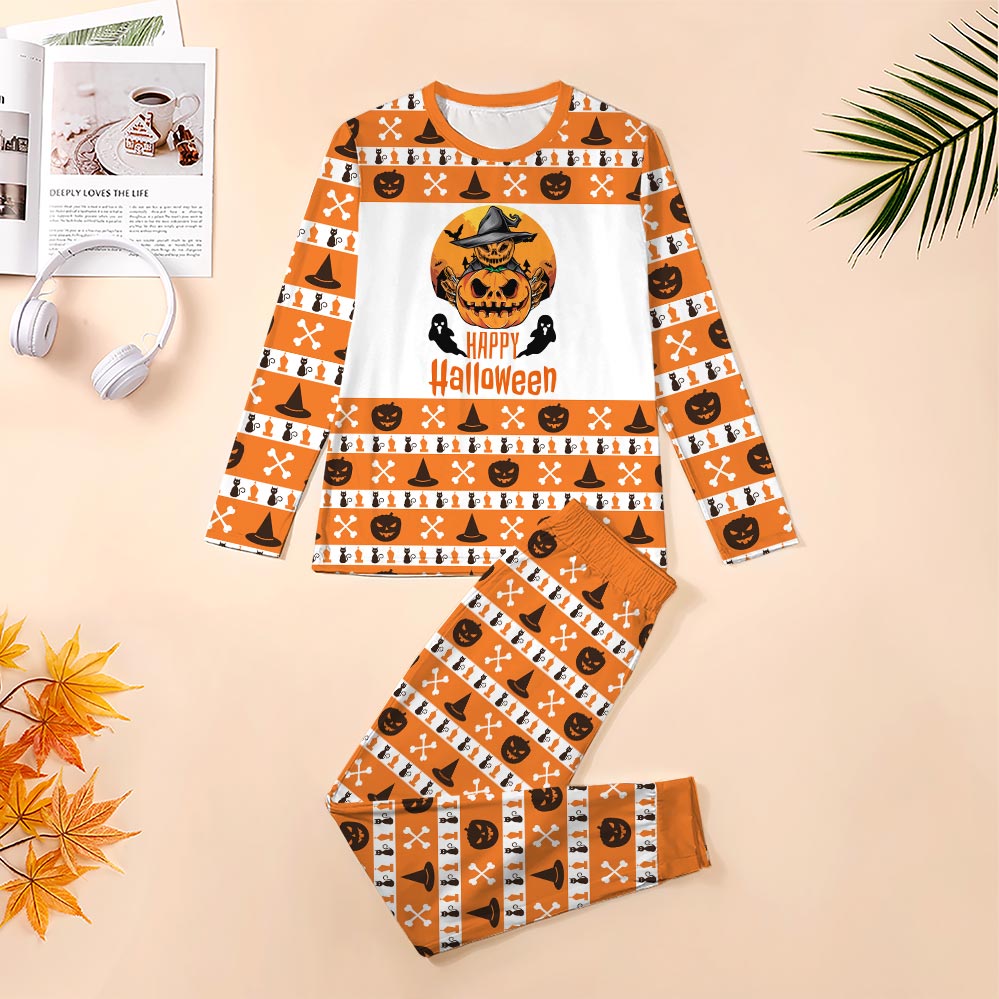 Happy Halloween Pumpkin Ghost Pajamas Set Happy Halloween Pumpkin Ghost Pajamas Set