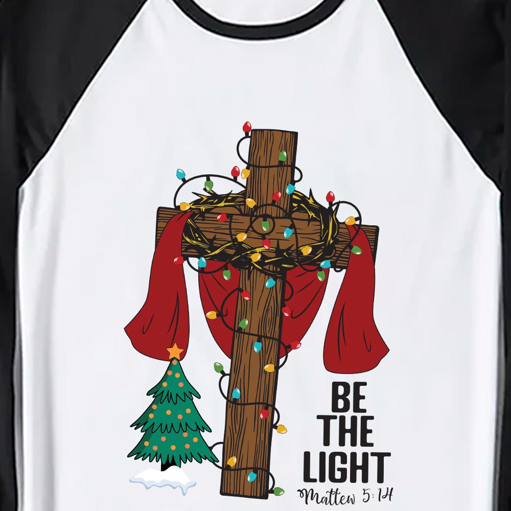 Festive Jesus Cross Christmas Pajamas Saying Be The Light Festive Jesus Cross Christmas Pajamas Saying Be The Light