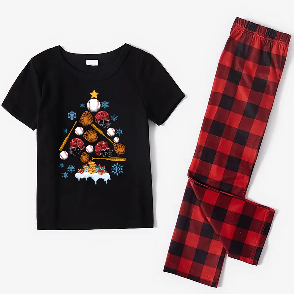 Baseball Christmas Tree Top And Bottom Short Sleeves Baseball Christmas Tree Top And Bottom Short Sleeves