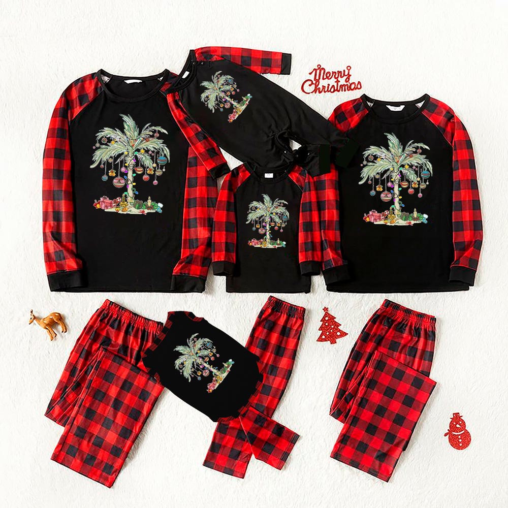 Tropical Matching Palm Tree Christmas Pajamas