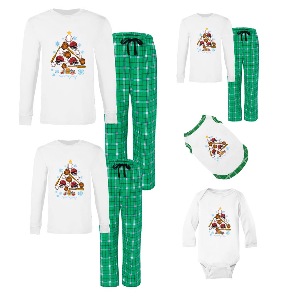 Plaid Christmas Baseball Family Pjs Cotton Plaid Christmas Baseball Family Pjs Cotton
