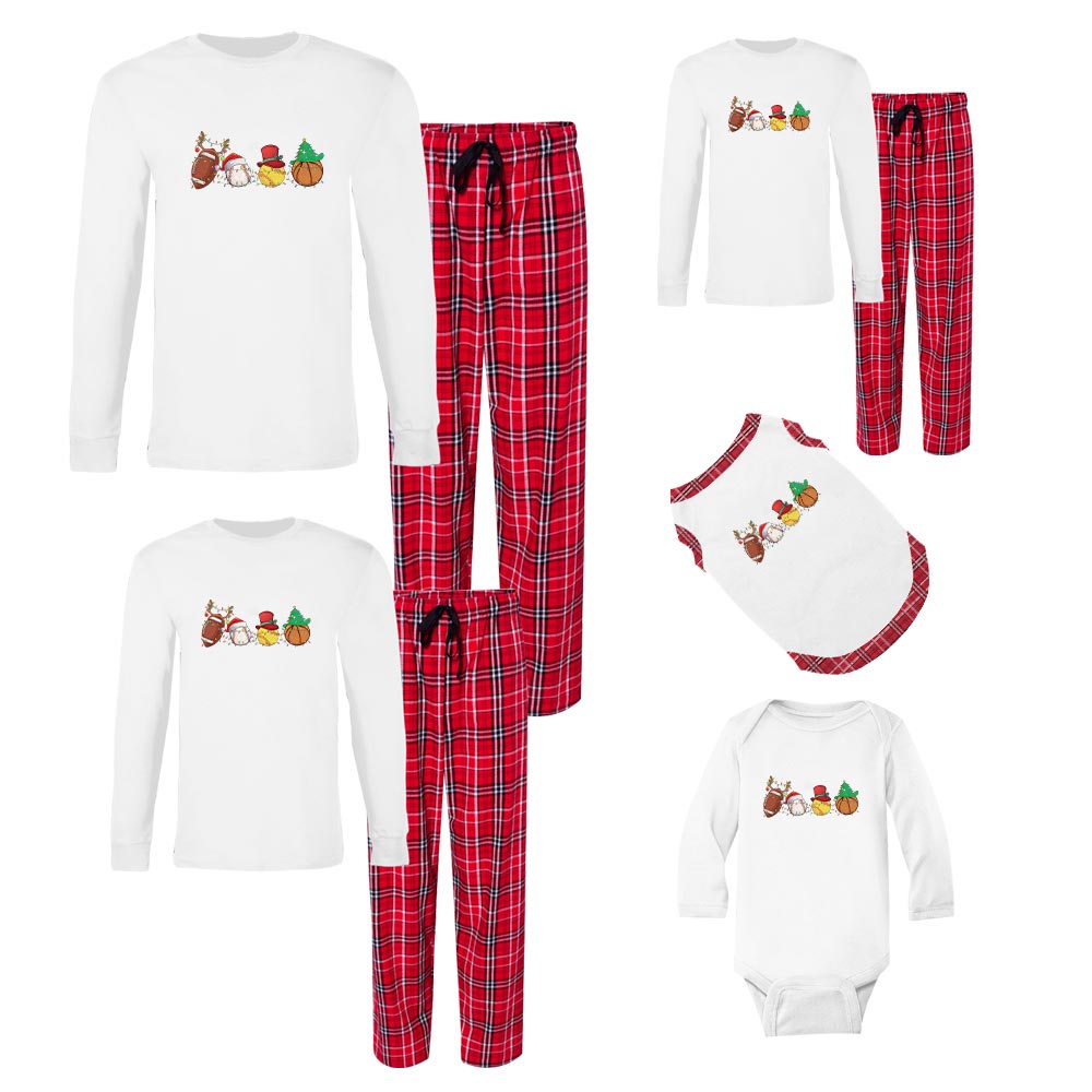 Sports-Themed Christmas Family Pajamas Cotton