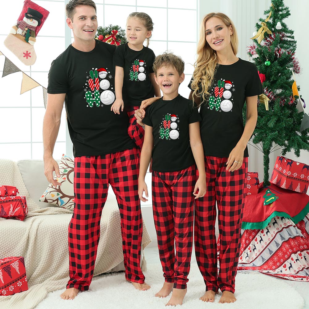 Volleyball Theme Christmas Pajamas For Family Short Sleeves Volleyball Theme Christmas Pajamas For Family Short Sleeves