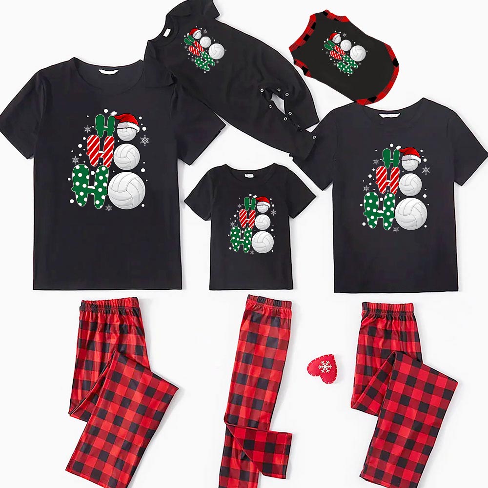 Volleyball Theme Christmas Pajamas For Family Short Sleeves Volleyball Theme Christmas Pajamas For Family Short Sleeves