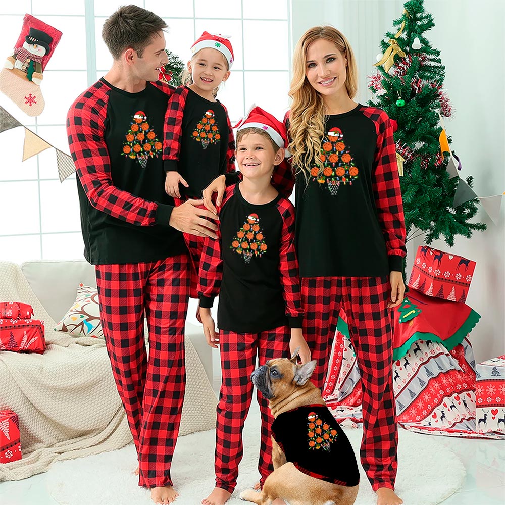 Unique Basketball Christmas Tree Family Pajamas Unique Basketball Christmas Tree Family Pajamas