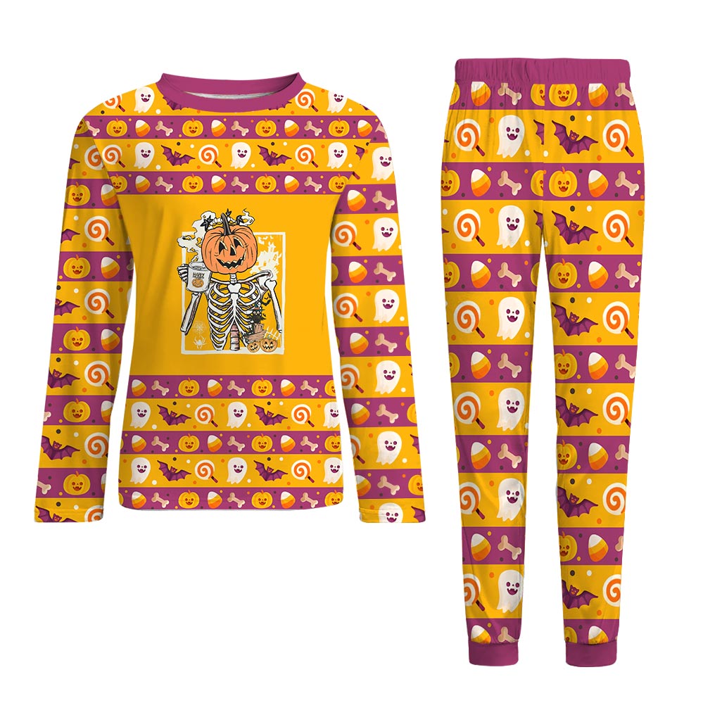 Drinking Coffee Skeleton Family Halloween Pajamas Drinking Coffee Skeleton Family Halloween Pajamas