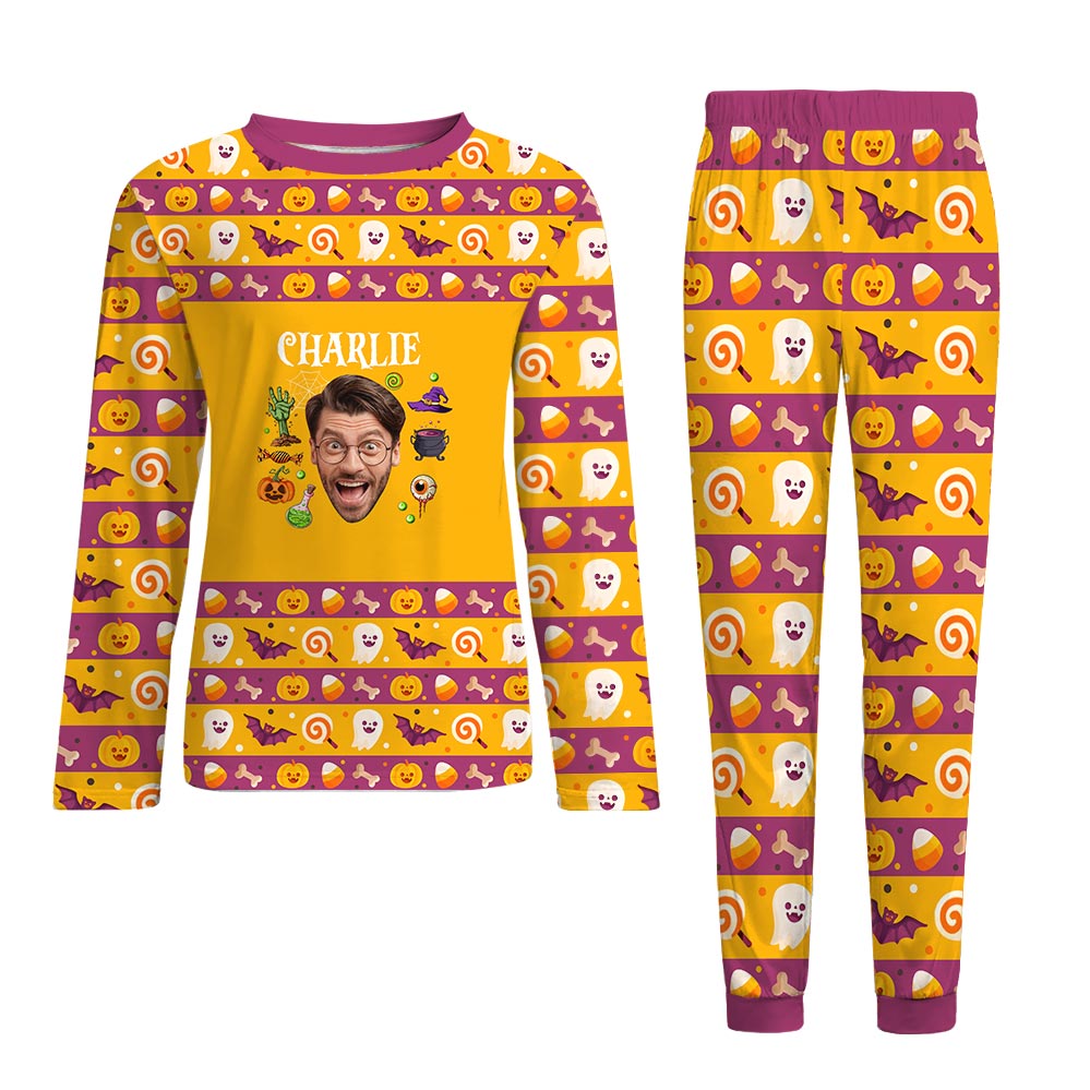 Custom Face And Name Halloween Pajamas Set Custom Face And Name Halloween Pajamas Set