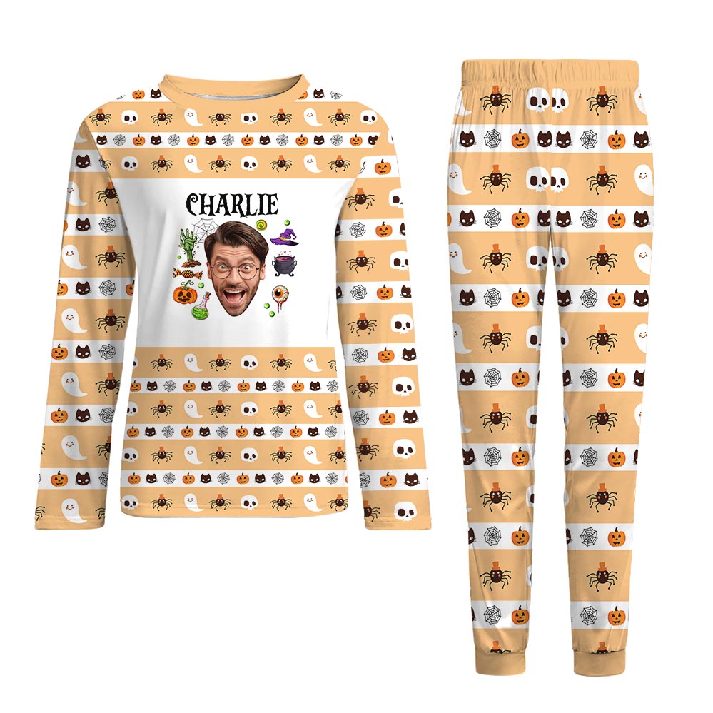 Custom Face And Name Halloween Pajamas Costume Custom Face And Name Halloween Pajamas Costume