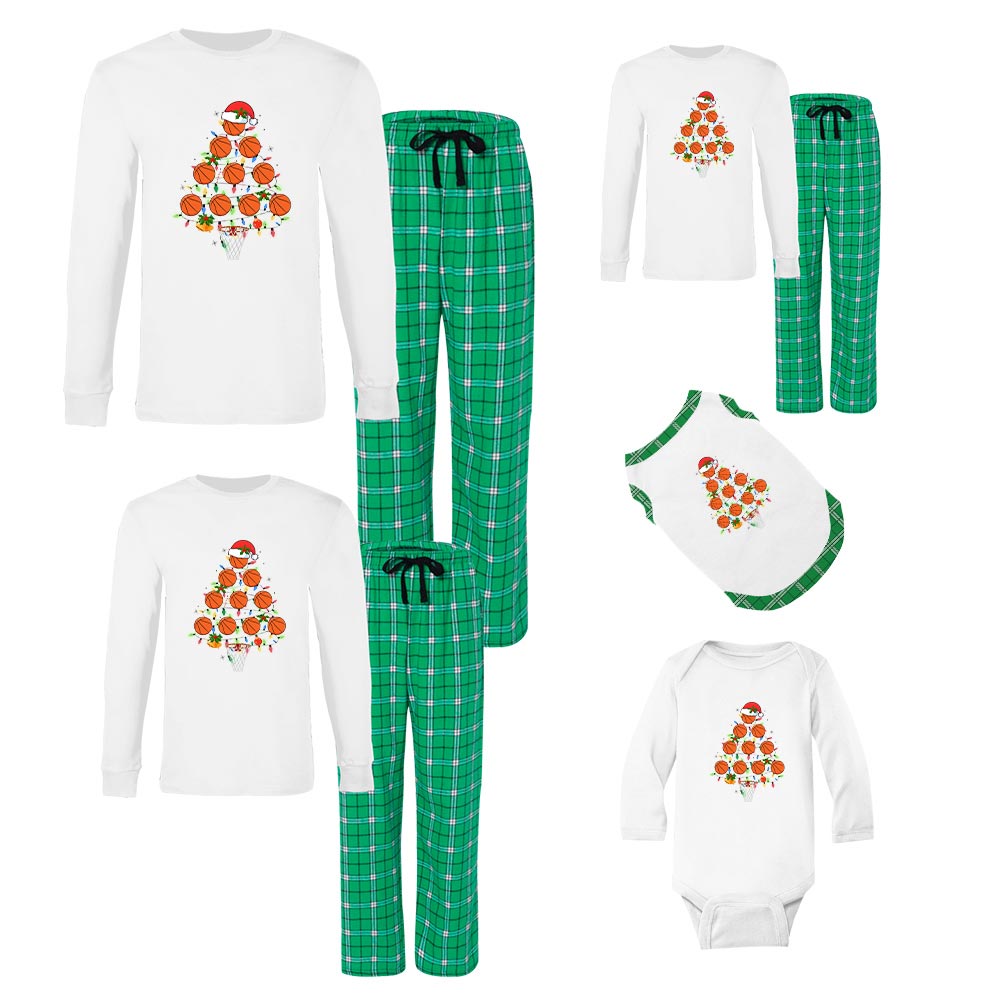 Matching Family Basketball Christmas Jammies Cotton Matching Family Basketball Christmas Jammies Cotton